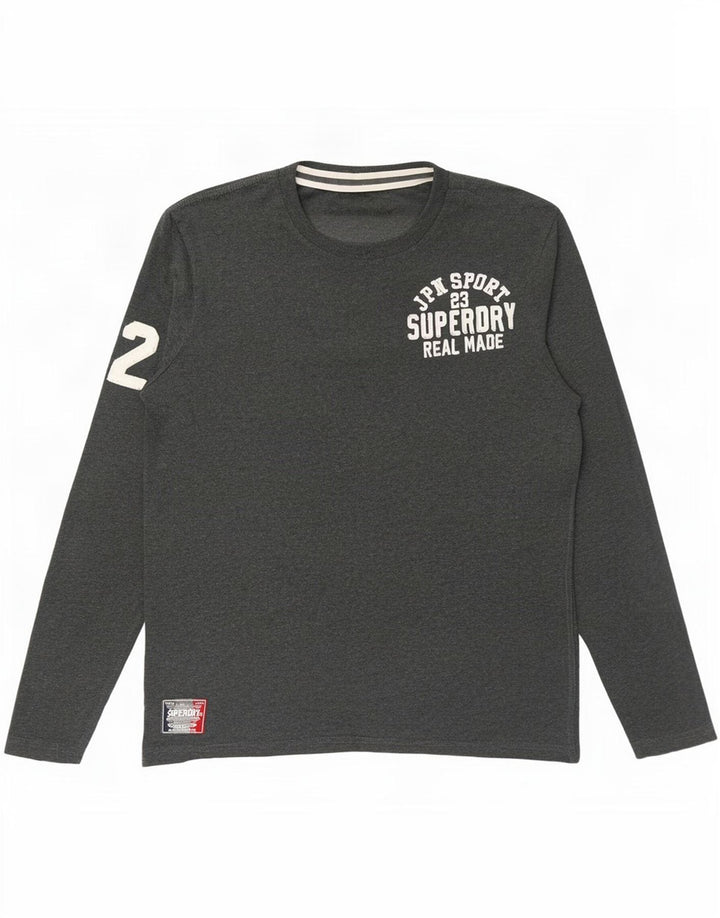 Superdry Mens Graphic Top Long Sleeve 2XL Grey Cotton