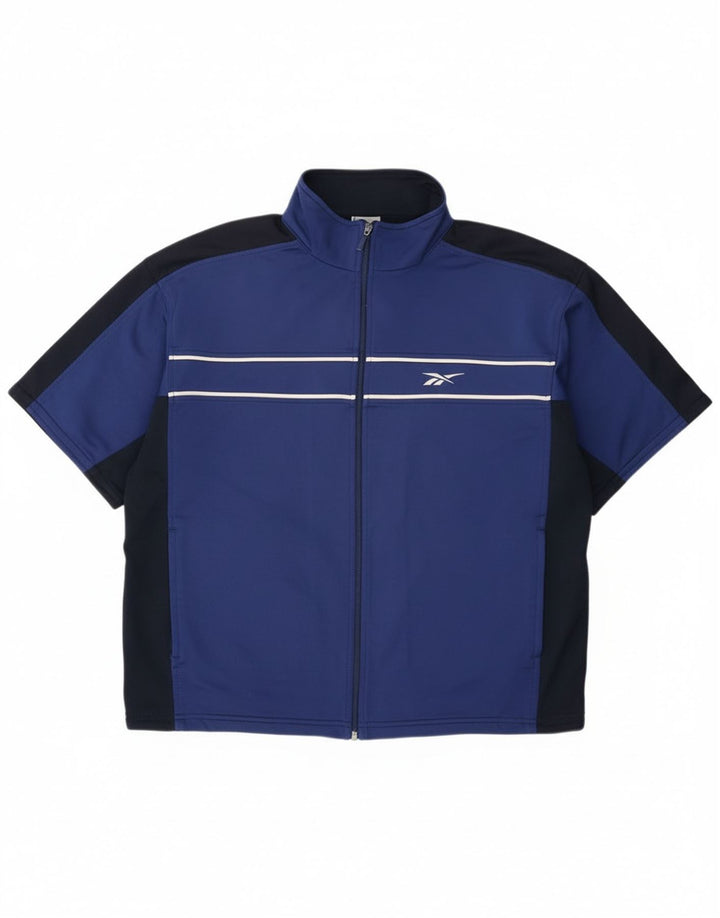 Reebok Mens Loose Fit Tracksuit Top Jacket Medium Blue Colourblock