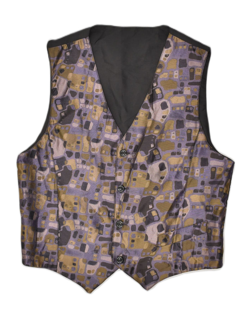 VINTAGE Mens Waistcoat UK 38 Medium Black Spotted Polyester | Vintage Vintage | Thrift | Second-Hand Vintage | Used Clothing | Messina Hembry 