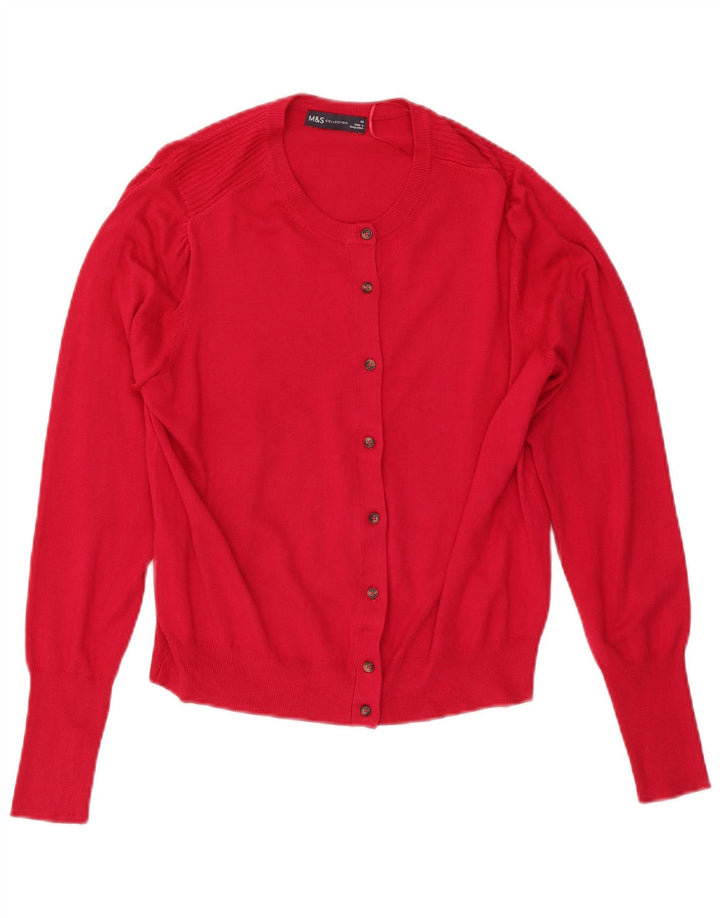 Marks & Spencer Womens Cardigan Sweater UK 14 Large Red Viscose