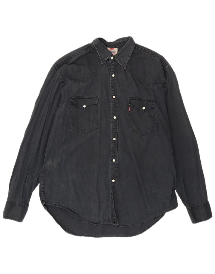 LEVI'S Mens Denim Shirt XL Black Cotton