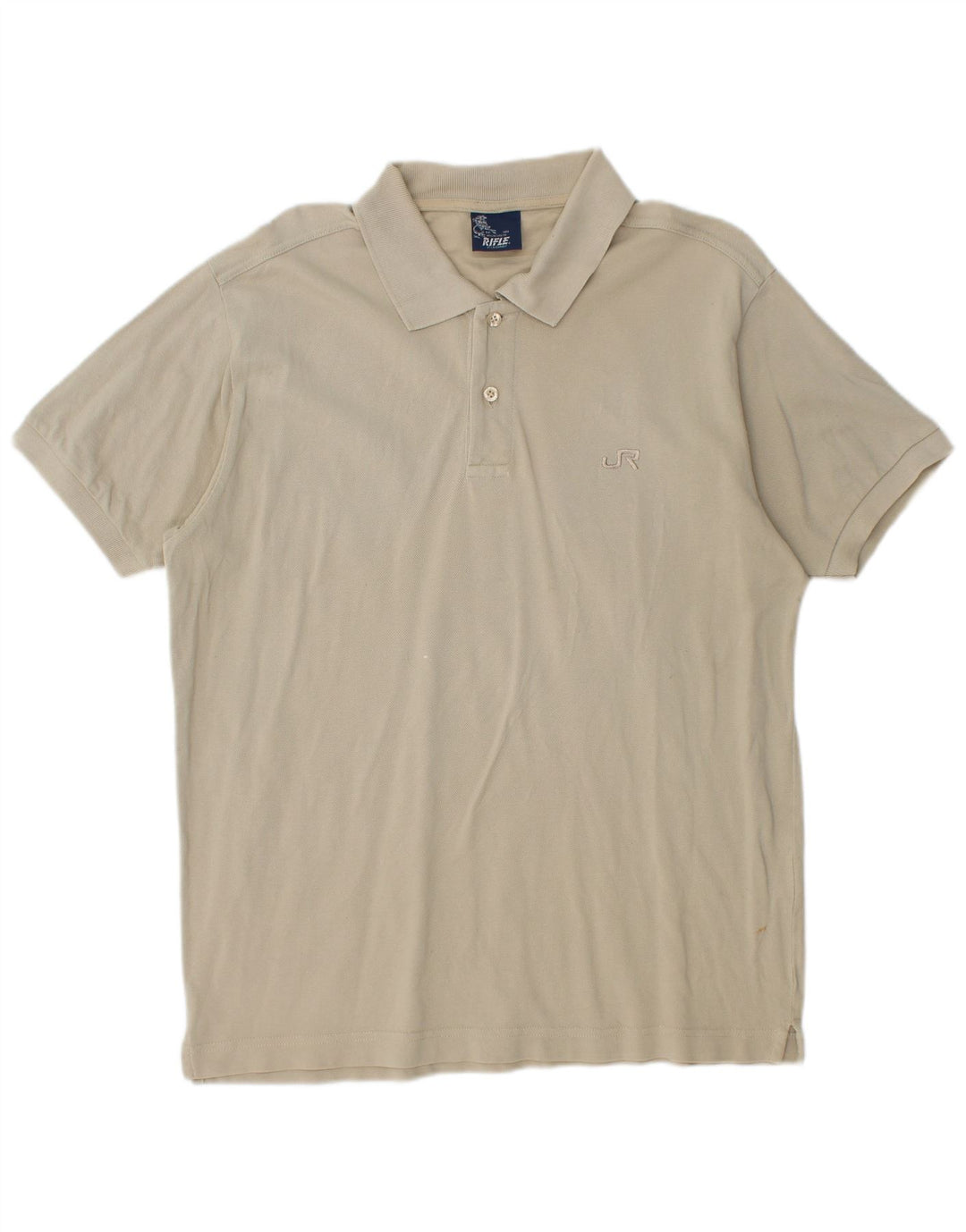RIFLE Mens Polo Shirt Medium Beige Cotton