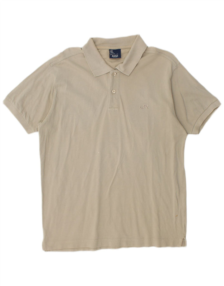 RIFLE Mens Polo Shirt Medium Beige Cotton