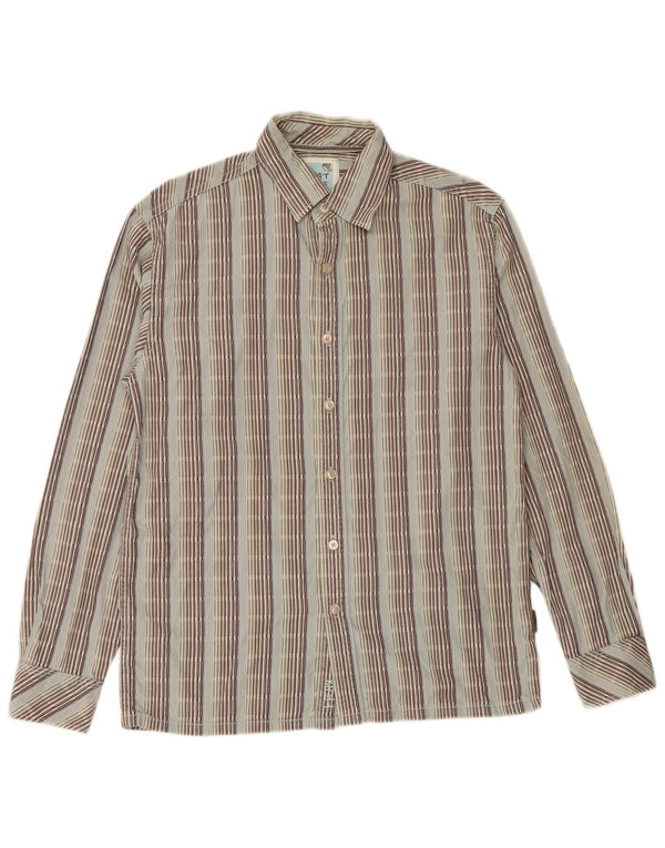 FAT FACE Mens Shirt Small Grey Striped Cotton