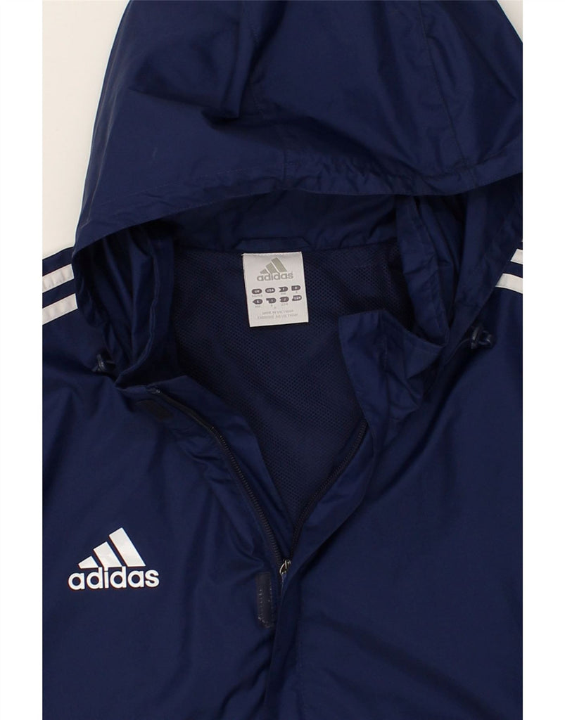 ADIDAS Mens Hooded Rain Jacket UK 46/48 XL Navy Blue Polyester | Vintage Adidas | Thrift | Second-Hand Adidas | Used Clothing | Messina Hembry 