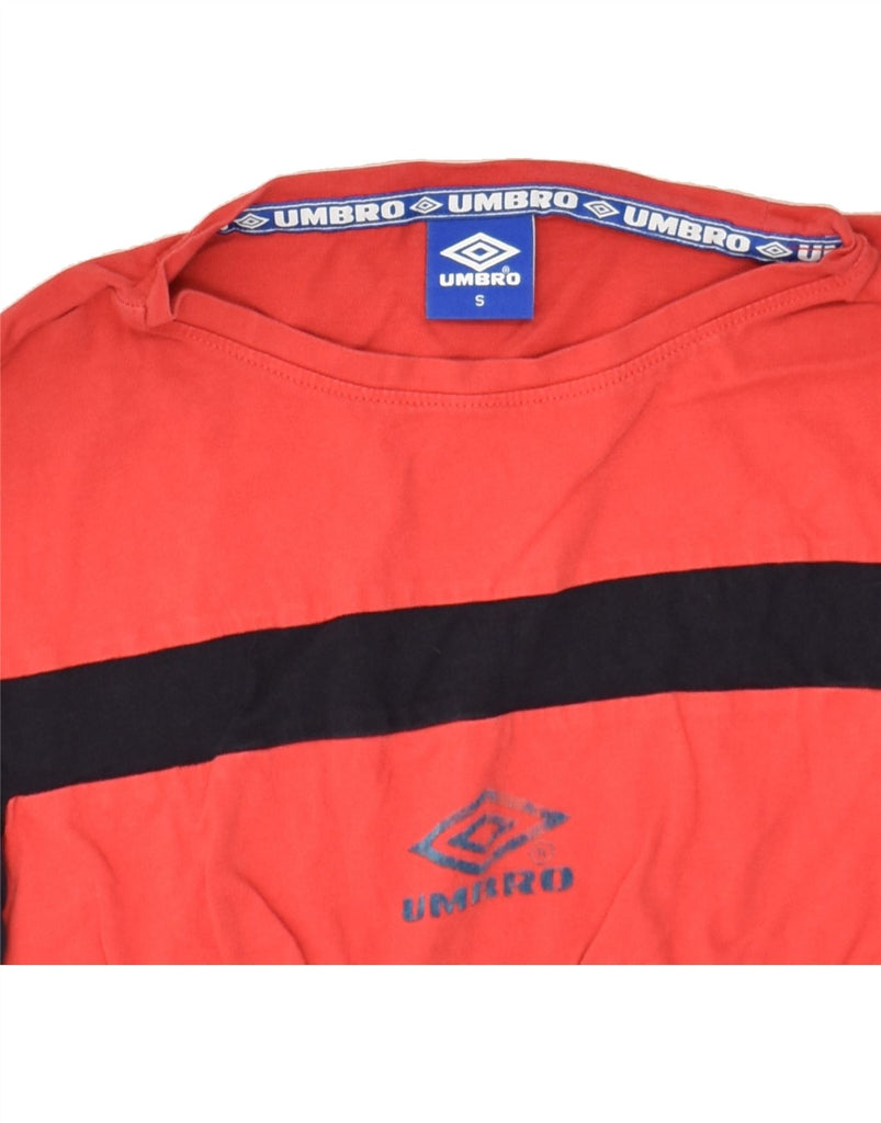 UMBRO Womens Oversized Crop Graphic Top Long Sleeve UK 10 Small Red | Vintage Umbro | Thrift | Second-Hand Umbro | Used Clothing | Messina Hembry 