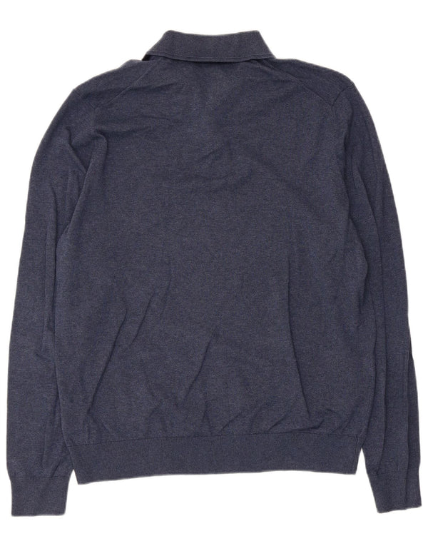 Marks & Spencer Mens Polo Neck Jumper Sweater Medium Navy Blue Flecked