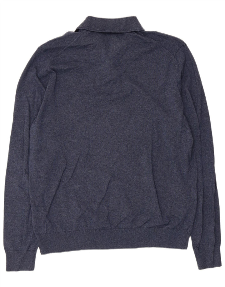 Marks & Spencer Mens Polo Neck Jumper Sweater Medium Navy Blue Flecked