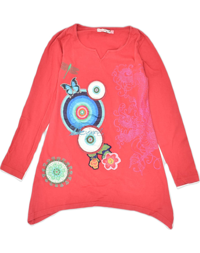 DESIGUAL Girls Graphic Tunic Top 11-12 Years Red Patchwork Cotton | Vintage Desigual | Thrift | Second-Hand Desigual | Used Clothing | Messina Hembry 