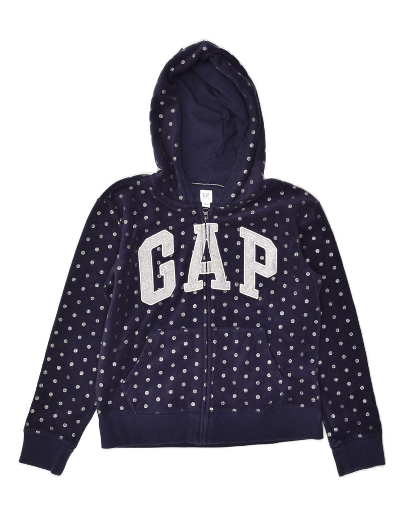 GAP Girls Graphic Hooded Fleece Jacket 14-15 Years 2XL Navy Blue Polka Dot | Vintage Gap | Thrift | Second-Hand Gap | Used Clothing | Messina Hembry 