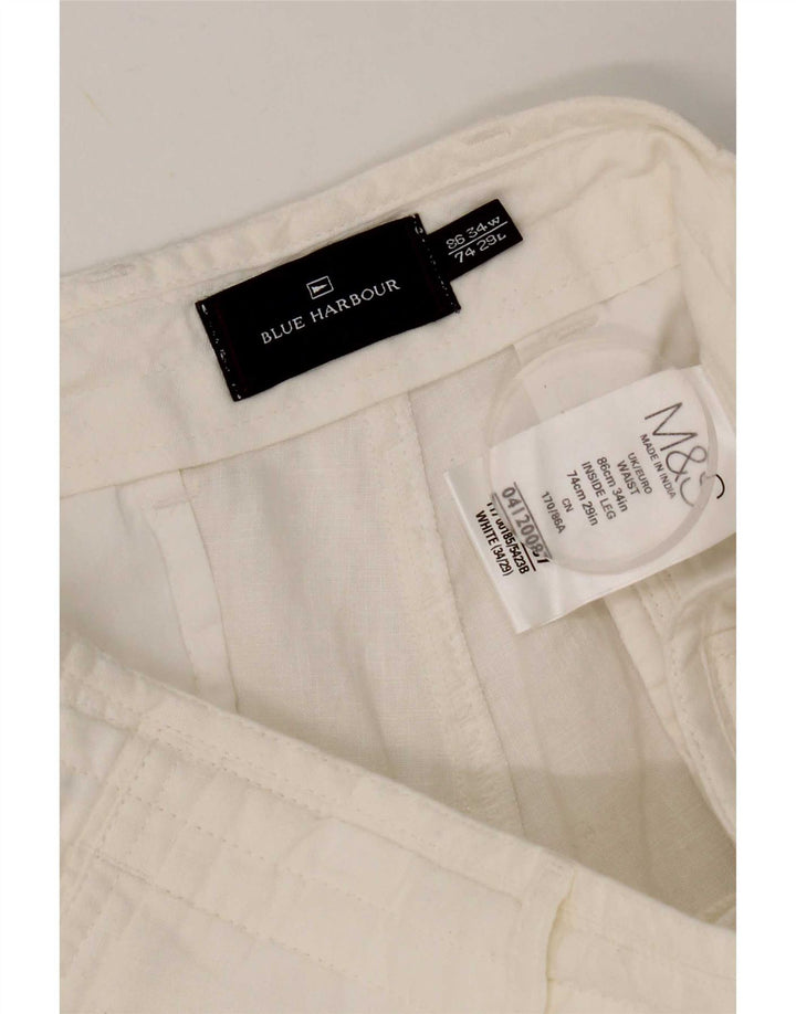Marks & Spencer Mens Blue Harbour Straight Chino Trousers W34 L29 White
