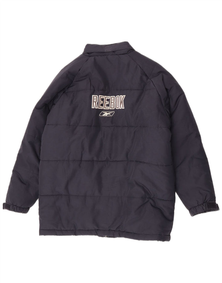 Reebok Boys Graphic Hooded Padded Jacket 13-14 Years XL Navy Blue Polyester