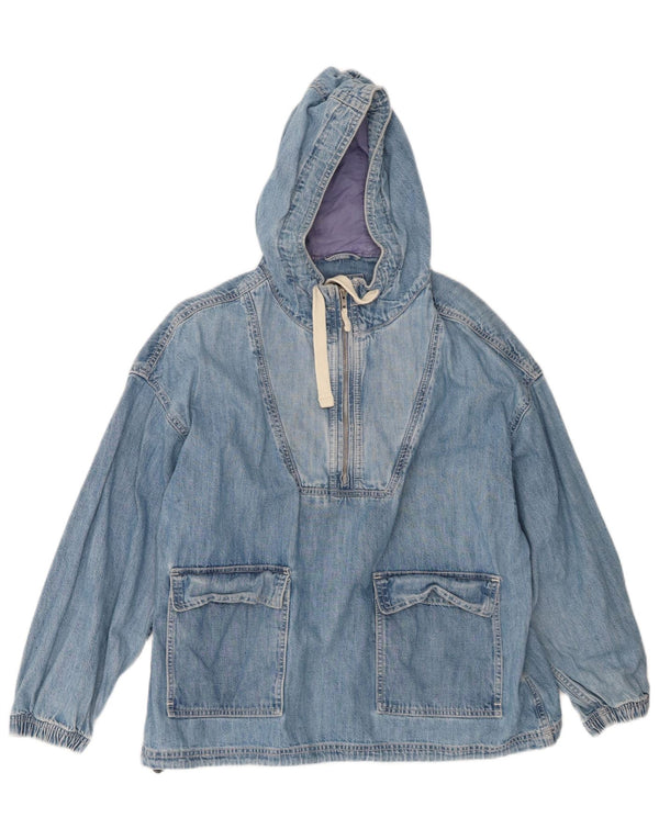 Gap Womens Pullover Hooded Denim Jacket UK 16 Large Blue Cotton