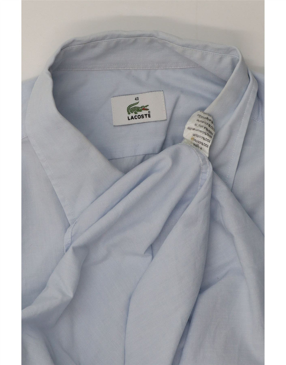 Lacoste Mens Shirt Size 43 Large Blue Cotton