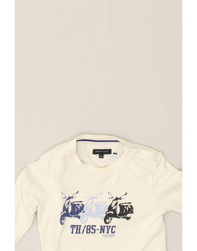 TOMMY HILFIGER Baby Boys Graphic Top Long Sleeve 18-24 Months White Cotton | Vintage Tommy Hilfiger | Thrift | Second-Hand Tommy Hilfiger | Used Clothing | Messina Hembry 