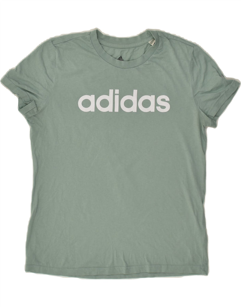 ADIDAS Womens Graphic T-Shirt Top UK 12/14 Medium Grey Cotton | Vintage Adidas | Thrift | Second-Hand Adidas | Used Clothing | Messina Hembry 