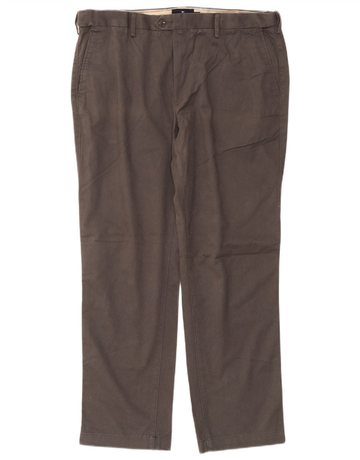 Marks & Spencer Mens Blue Harbour Straight Chino Trousers W40 L31 Grey