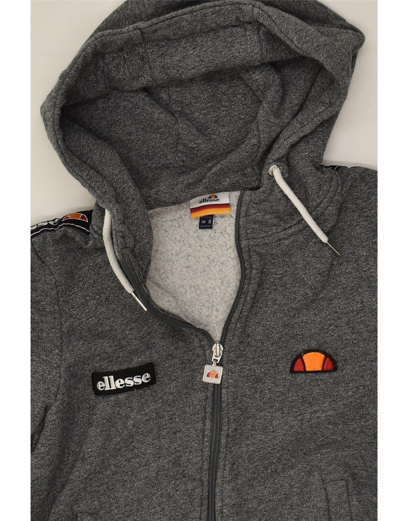 ELLESSE Womens Zip Hoodie Sweater UK 8 Small Grey Cotton | Vintage Ellesse | Thrift | Second-Hand Ellesse | Used Clothing | Messina Hembry 