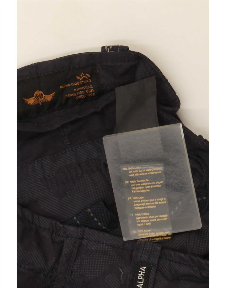 Alpha Industries Mens Cargo Shorts W31 Medium Navy Blue Camouflage Cotton