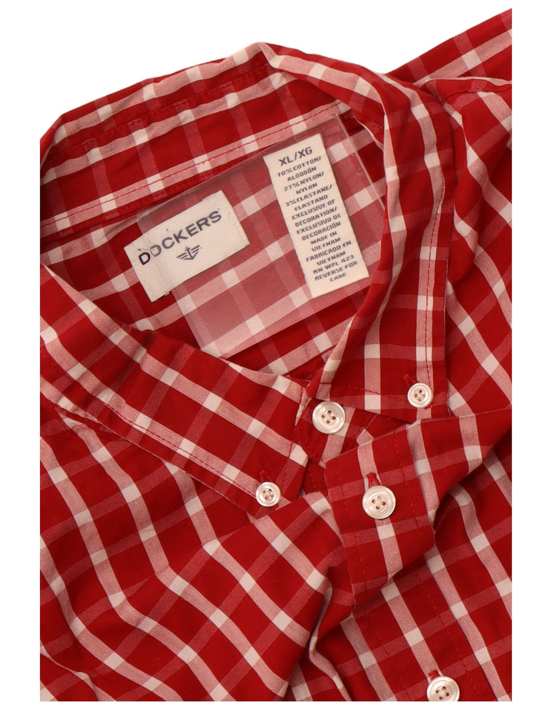 Dockers Mens Shirt XL Red Check Cotton