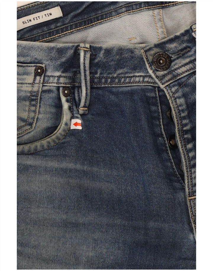 JACK & JONES Mens Tim Slim Jeans W30 L34 Blue Cotton