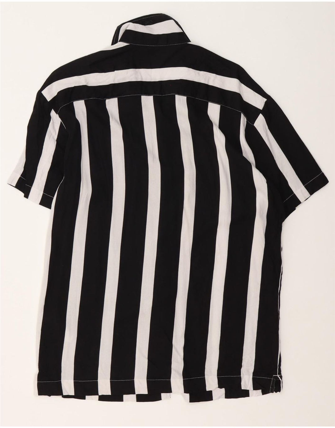 Jack & Jones Mens Short Sleeve Shirt Medium Black Striped Viscose