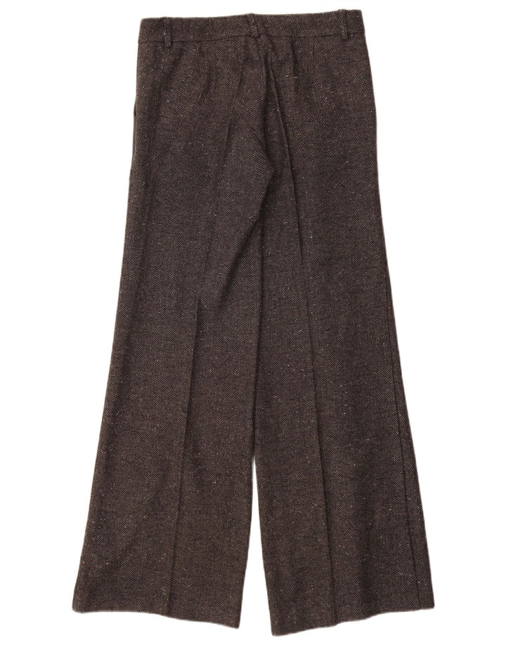 VINTAGE Womens Casual Trousers IT 40 Small W28 L32 Grey Herringbone