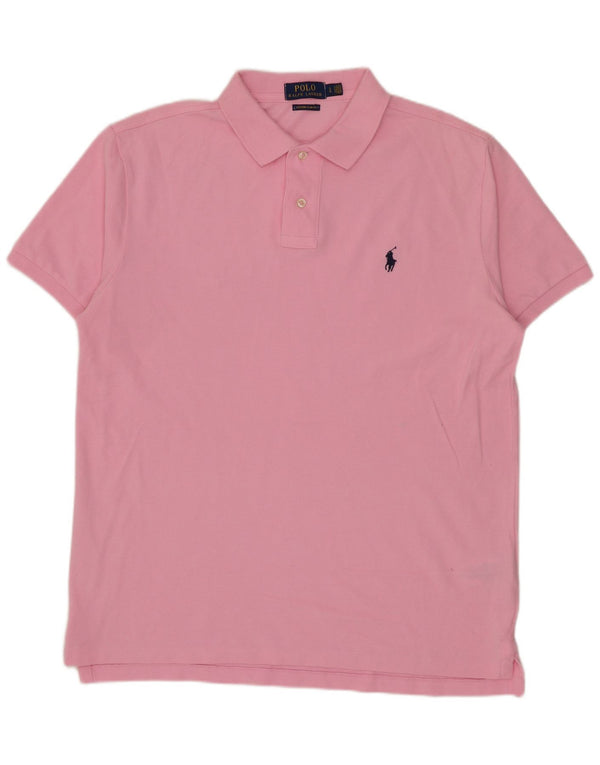 Polo Ralph Lauren Mens Custom Slim Fit Polo Shirt Large Pink Cotton