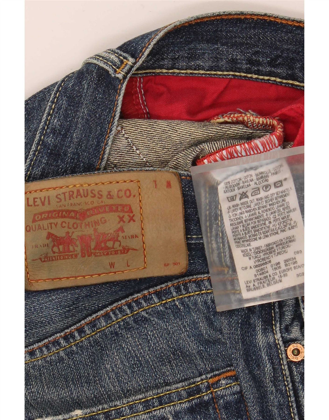 Levi's Mens Distressed Wide Leg Jeans W29 L34 Blue Cotton