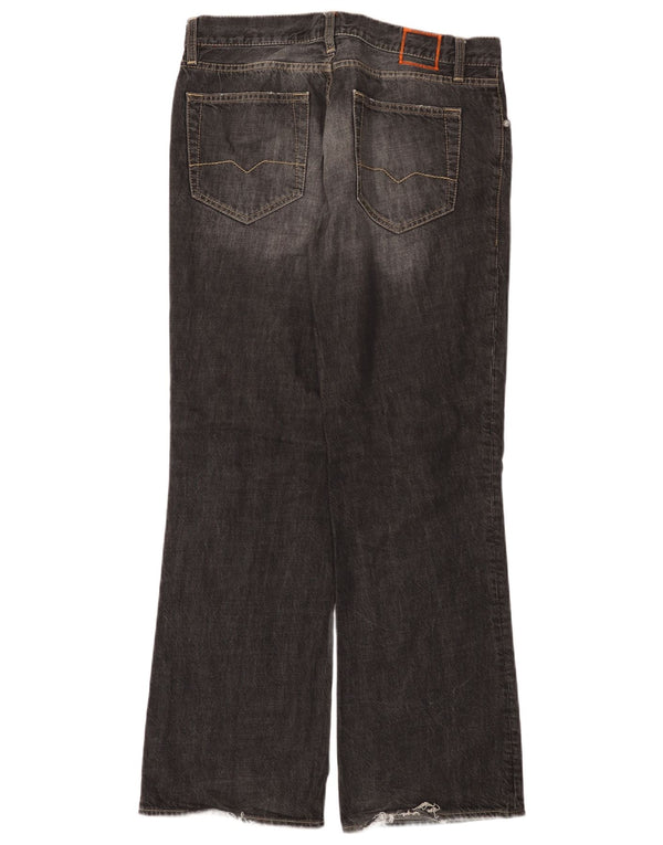 HUGO BOSS Mens Bootcut Jeans W34 L32 Black Cotton