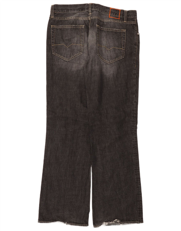 HUGO BOSS Mens Bootcut Jeans W34 L32 Black Cotton