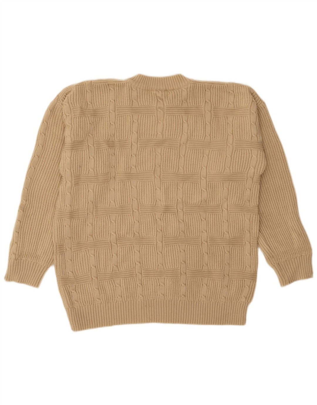 Vintage Mens Crew Neck Jumper Sweater IT 50 Medium Beige Acrylic