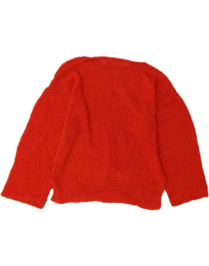 VINTAGE Womens Crop Boat Neck Jumper Sweater UK 14 Medium Red Vintage Vintage and Second-Hand Vintage from Messina Hembry 