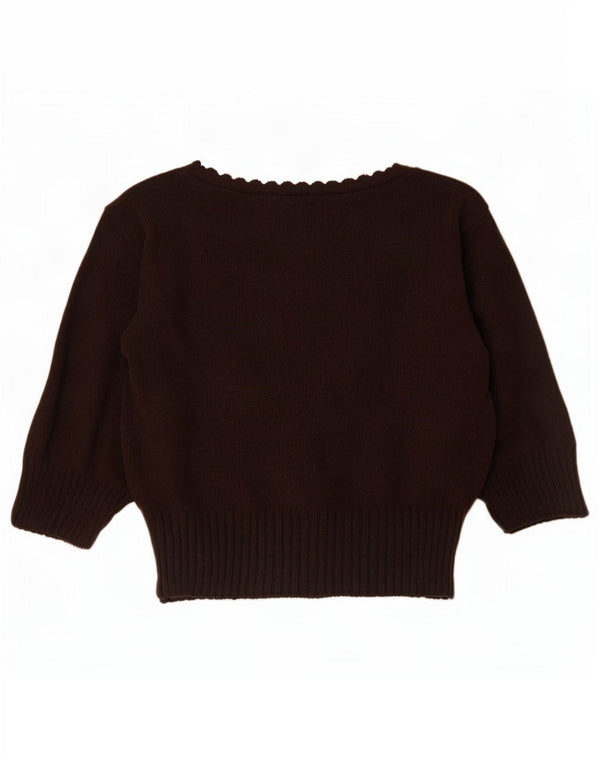 Bay Womens Short Sleeve Bolero Jumper UK 8 Small Brown Acrylic