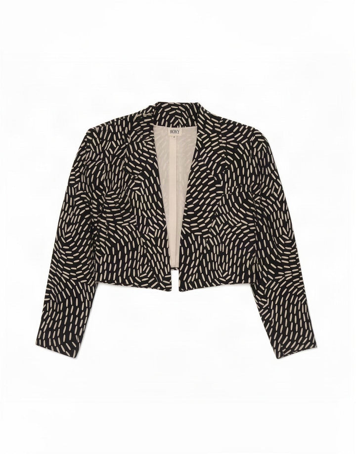 Roxy Womens Abstract Pattern Bolero Jacket EU 40 Medium Black Silk