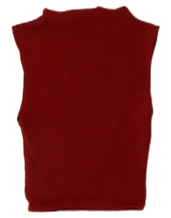 Zara Womens Crop Vest Top UK 8 Small Maroon Cotton
