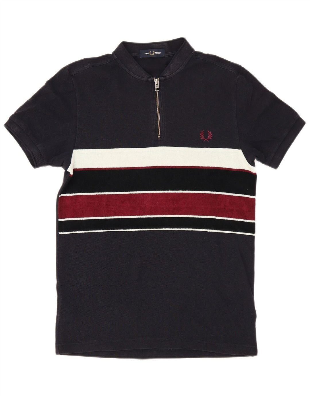 Fred Perry Mens Polo Shirt Small Navy Blue Colourblock Cotton