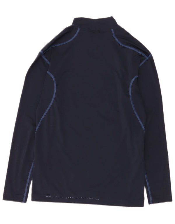Nike Mens Dri Fit Top Long Sleeve UK 42/44 Large Navy Blue Polyester