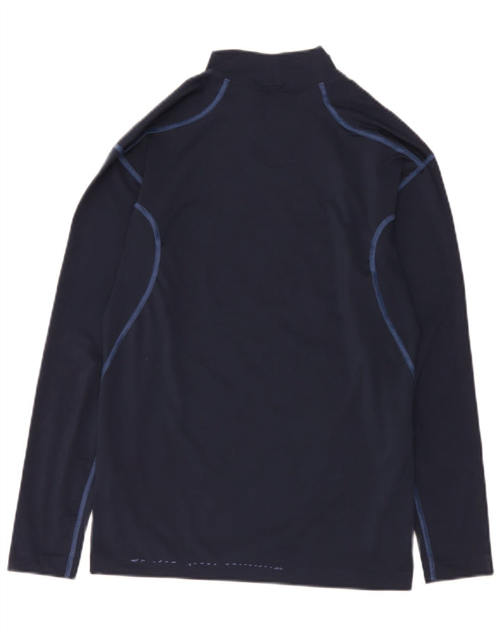 Nike Mens Dri Fit Top Long Sleeve UK 42/44 Large Navy Blue Polyester