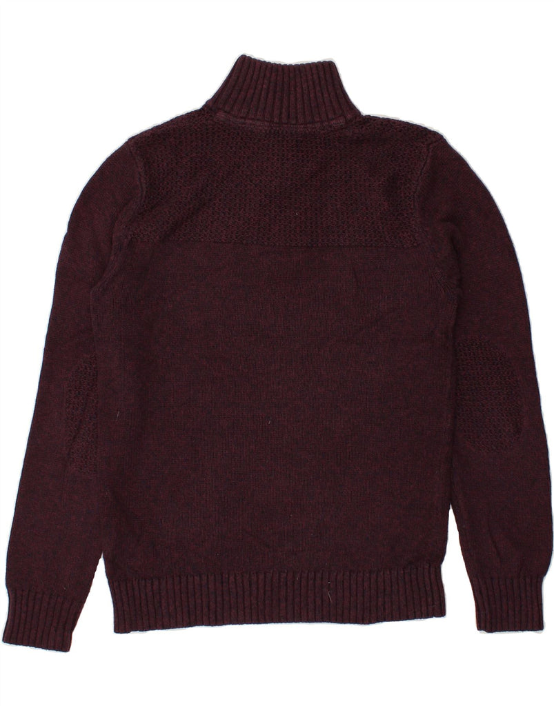 CREW CLOTHING Mens Zip Neck Jumper Sweater Small Maroon Cotton | Vintage Crew Clothing | Thrift | Second-Hand Crew Clothing | Used Clothing | Messina Hembry 