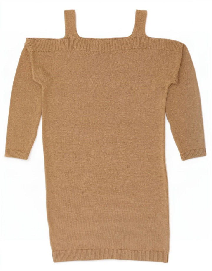 Massimo Dutti Womens Off Shoulder Jumper Dress UK 10 Small Beige
