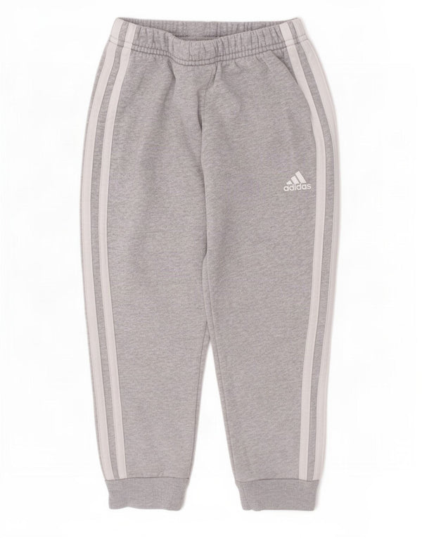 Adidas Boys Tracksuit Trousers Joggers 5-6 Years Grey Cotton
