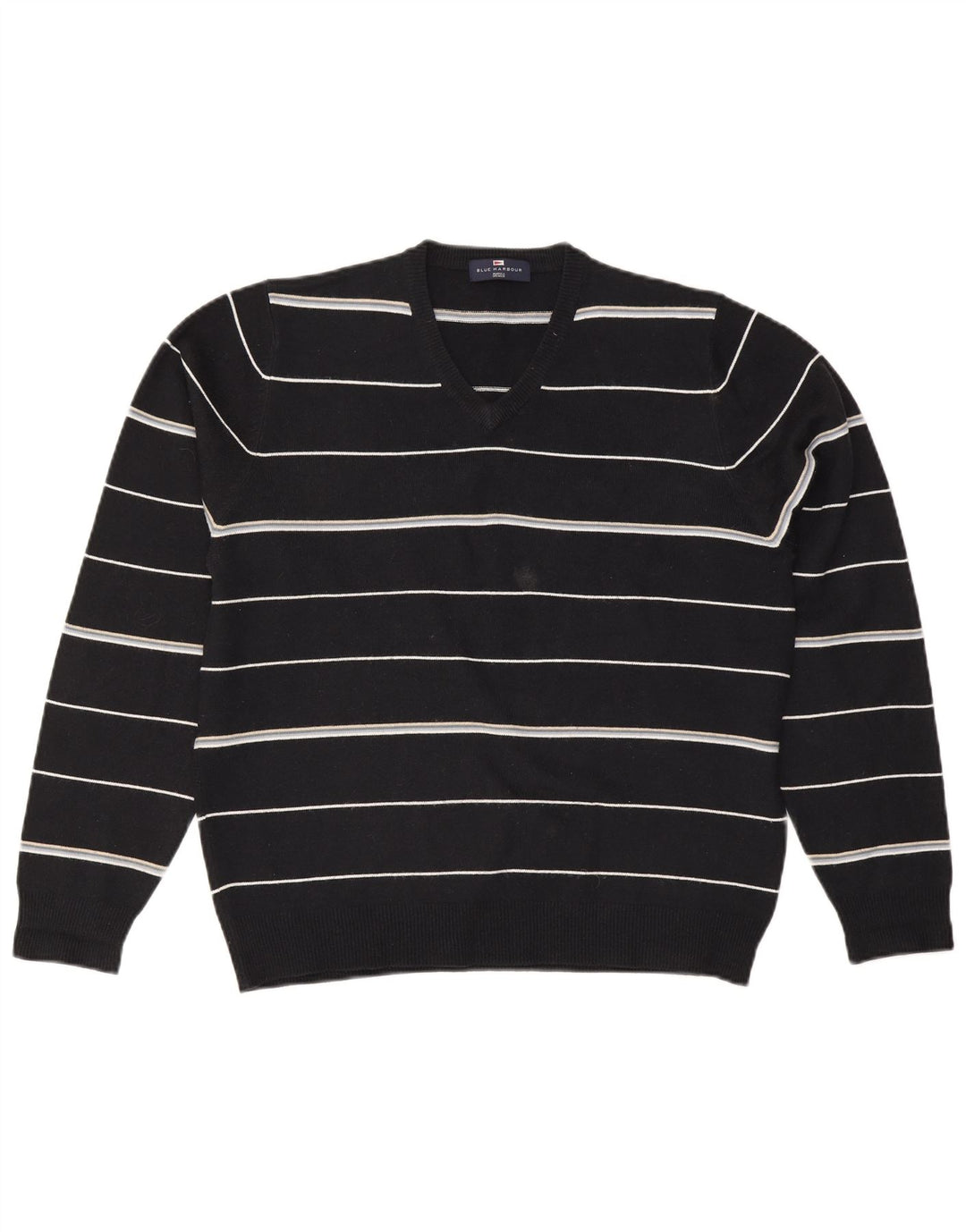 Marks & Spencer Mens Blue Harbour V-Neck Jumper Sweater Medium Navy Blue