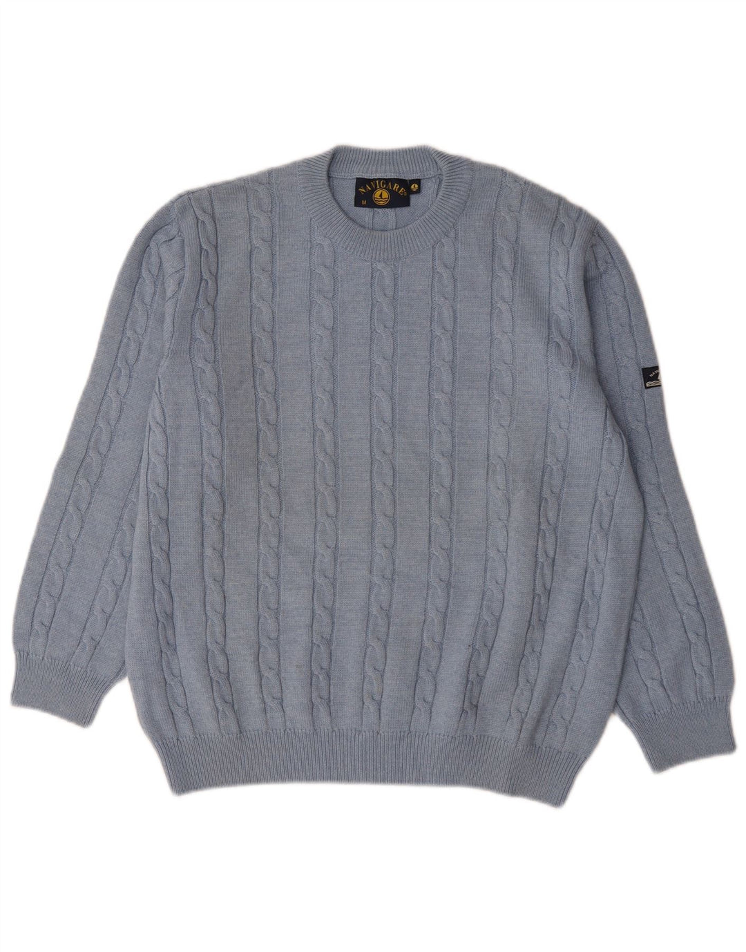 Navigare Mens Crew Neck Jumper Sweater Medium Blue Merino Wool