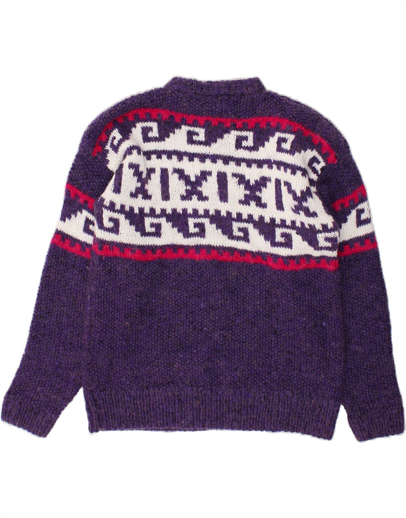 VINTAGE Womens Turtle Neck Jumper Sweater UK 14 Large Purple Fair Isle | Vintage Vintage | Thrift | Second-Hand Vintage | Used Clothing | Messina Hembry 