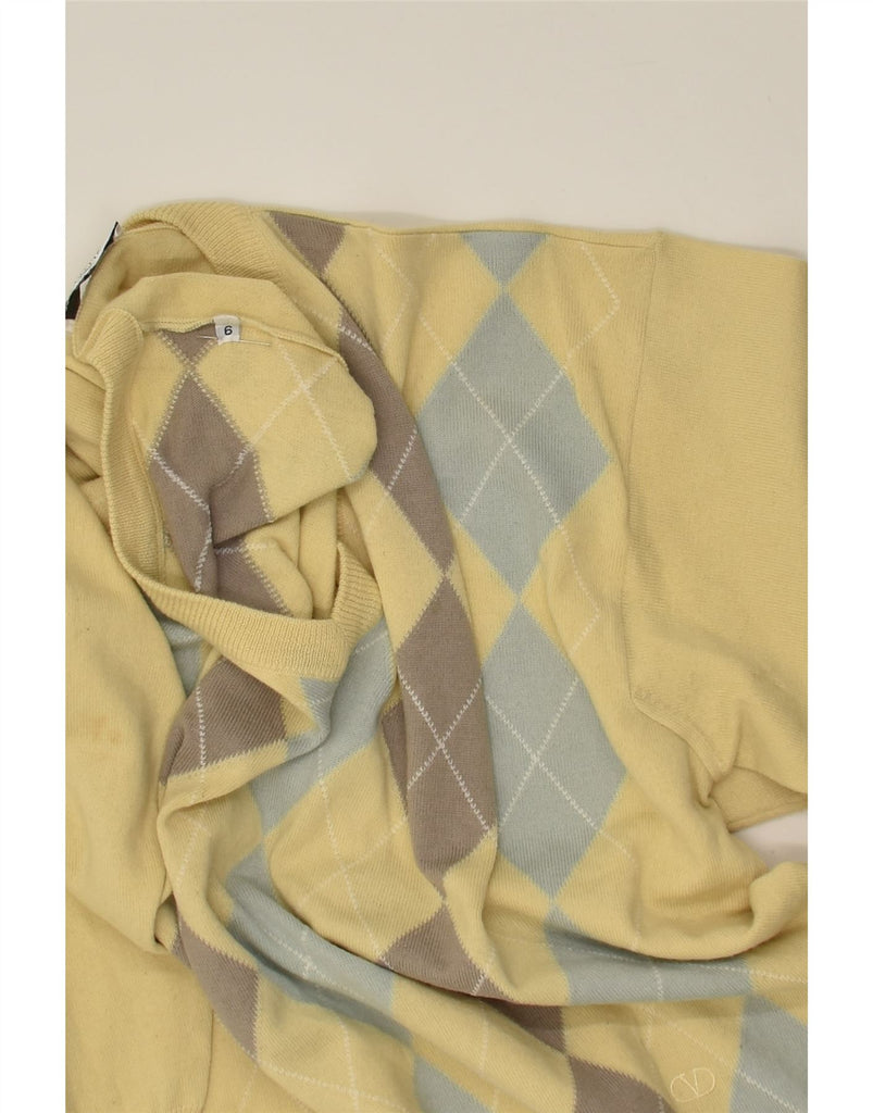 VALENTINO Mens V-Neck Jumper Sweater Large Yellow Argyle/Diamond | Vintage Valentino | Thrift | Second-Hand Valentino | Used Clothing | Messina Hembry 