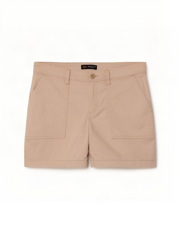 Lee Womens Mid Rise Regular Fit Chino Shorts US 4 Small W28 Beige Cotton