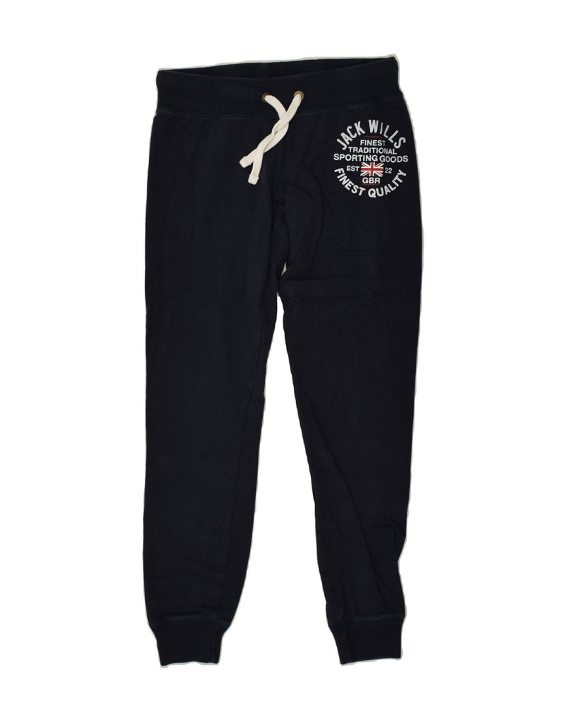 JACK WILLS Womens Tracksuit Trousers Joggers UK 8 Small Navy Blue Cotton | Vintage Jack Wills | Thrift | Second-Hand Jack Wills | Used Clothing | Messina Hembry 