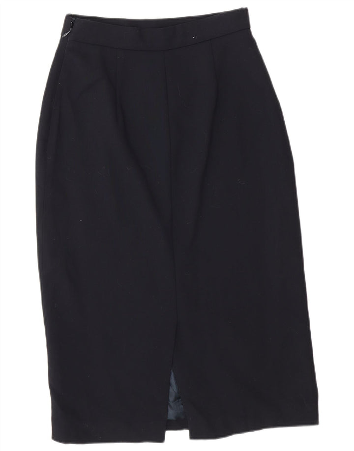 PRADA Womens High Waist Pencil Skirt IT 40 Small W24 Navy Blue Classic