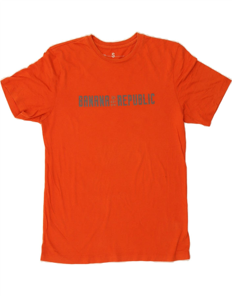 BANANA REPUBLIC Mens Graphic T-Shirt Top Small Orange Cotton Vintage Banana Republic and Second-Hand Banana Republic from Messina Hembry 